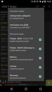 DVB-T Finder - opcje