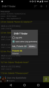 DVB-T finder - geokoder