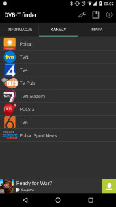 DVB-T Finder - wykaz kanałów